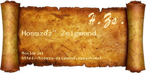 Hosszú Zsigmond névjegykártya
